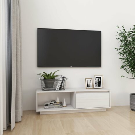 Tv-meubel 110x30x33,5 cm massief grenenhout wit 1