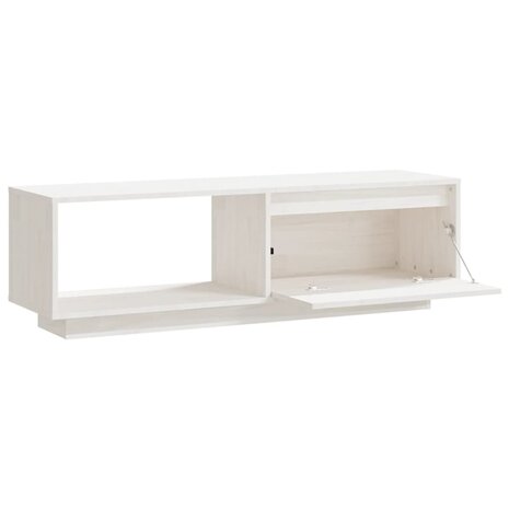 Tv-meubel 110x30x33,5 cm massief grenenhout wit 7