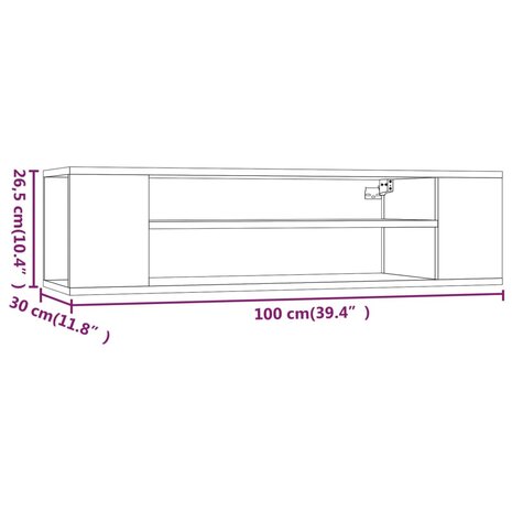 Tv-hangmeubel 100x30x26,5 cm bewerkt hout gerookt eikenkleurig 8