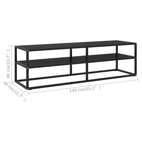 Tv-meubel met zwart glas 140x40x40 cm zwart 6