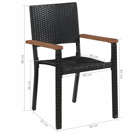 Tuinstoelen 2 st poly rattan zwart 5