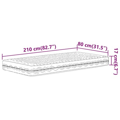 Schuimmatras hardheid H2 H3 80x210 cm wit 9