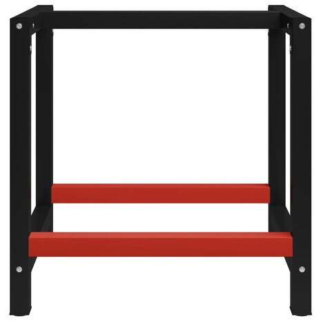 Werkbankframe 80x57x79 cm metaal zwart en rood 2