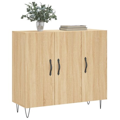 Dressoir 90x34x80 cm bewerkt hout sonoma eikenkleurig 3