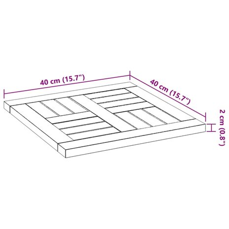 Tafelblad vierkant 40x40x2 cm massief acaciahout 8