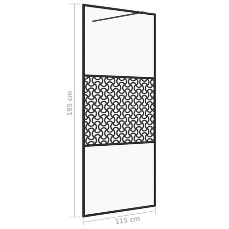 Inloopdouchewand 115x195 cm ESG-glas transparant en zwart 5