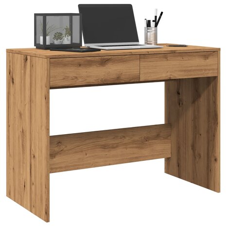 Bureau 101x50x76,5 cm bewerkt hout artisanaal eikenkleur 1