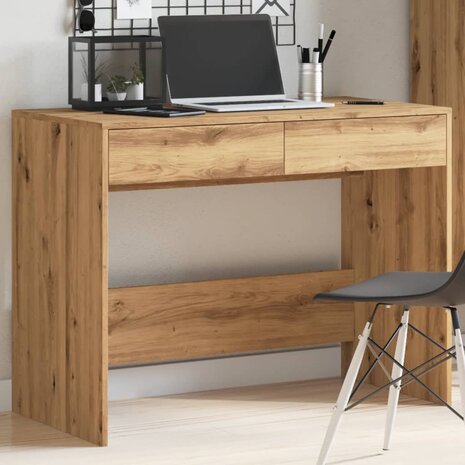 Bureau 101x50x76,5 cm bewerkt hout artisanaal eikenkleur 4