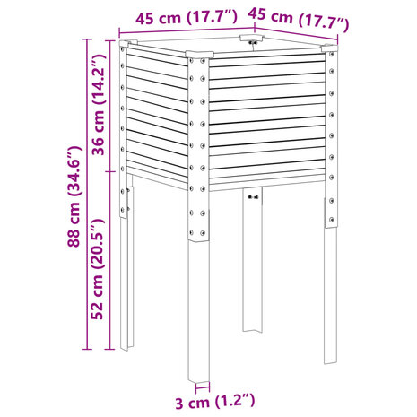 Plantenbak 45x45x88 cm staal groen 8