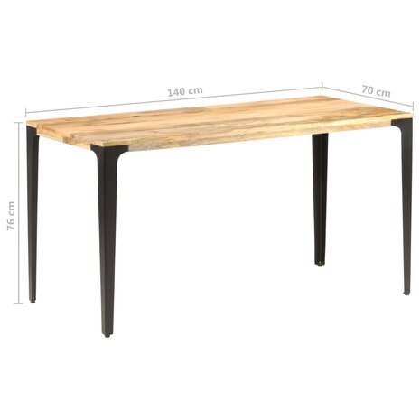 Eettafel 140x70x76 cm massief mangohout  7