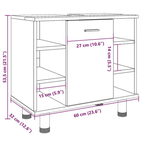 Badkamerkast 60x32x53,5 cm spaanplaat sonoma eikenkleurig 12