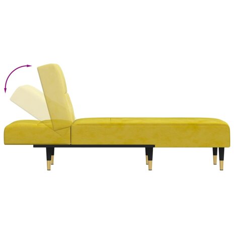 Chaise longue fluweel geel 6