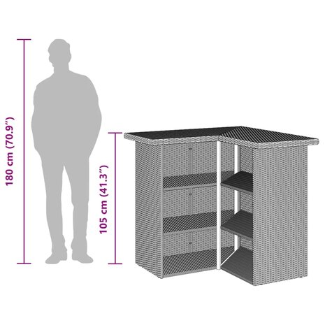 5-delige Tuinbarset met kussens poly rattan grijs 10