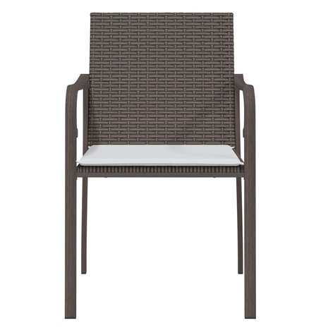 Tuinstoelen 4 st met kussens 56x59x84 cm poly rattan bruin 4