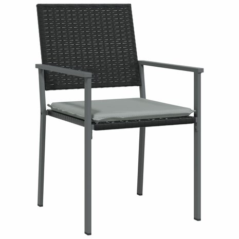 Tuinstoelen 4 st met kussens 54x62,5x89 cm poly rattan zwart 3