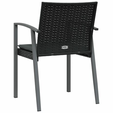 Tuinstoelen 2 st met kussens 56,5x57x83 cm poly rattan zwart 6