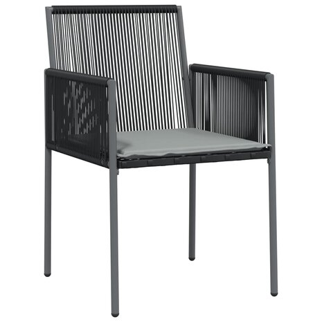 Tuinstoelen 2 st met kussens 54x60,5x83,5 cm poly rattan zwart 3