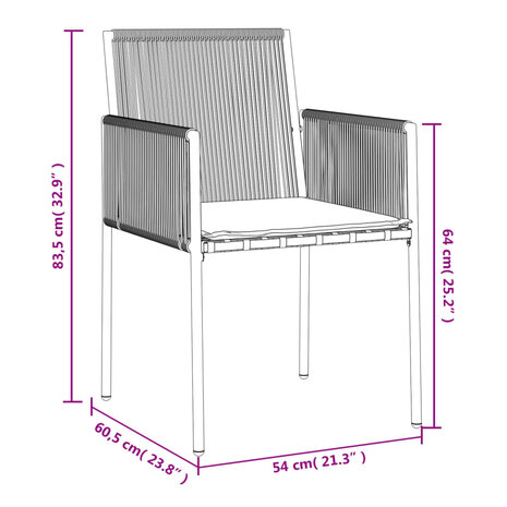 Tuinstoelen 2 st met kussens 54x60,5x83,5 cm poly rattan zwart 9