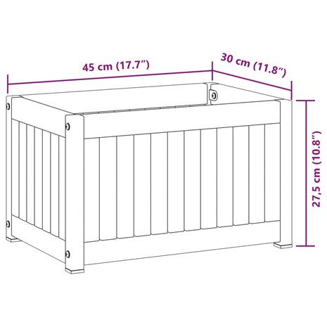 Plantenbak 45x30x27,5 cm massief acaciahout en staal 9