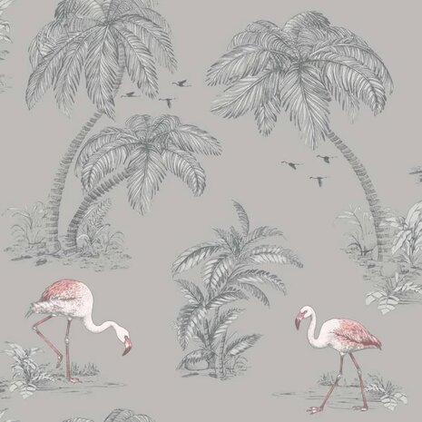 DUTCH WALLCOVERINGS Behang flamingo grijs 1