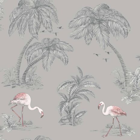 DUTCH WALLCOVERINGS Behang flamingo grijs 2