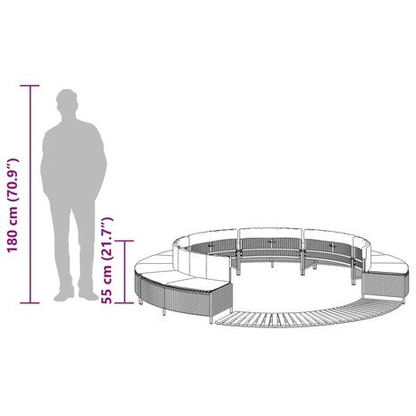 Hottub-ombouw poly rattan en massief acaciahout zwart 9