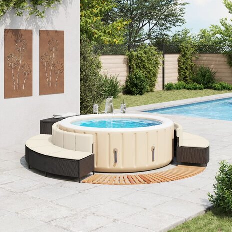 Hottub-ombouw poly rattan en massief acaciahout zwart 2