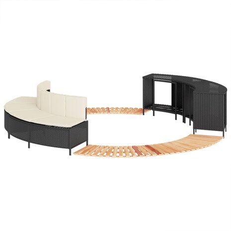 Hottub-ombouw poly rattan en massief acaciahout zwart 1