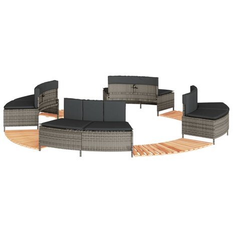 Hottub-ombouw poly rattan massief acaciahout grijs 1