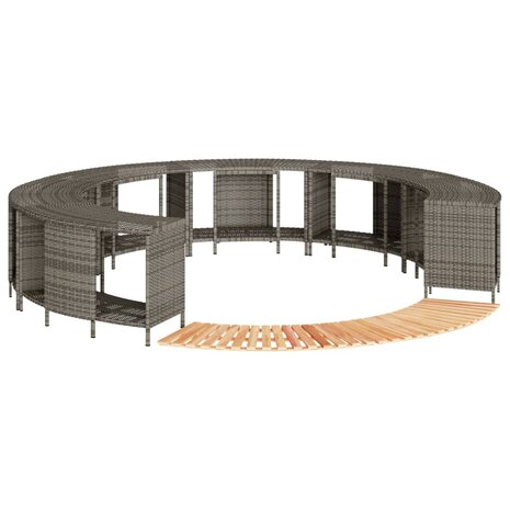 Hottub-ombouw poly rattan massief acaciahout grijs 1