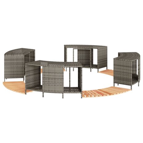 Hottub-ombouw poly rattan massief acaciahout grijs 1