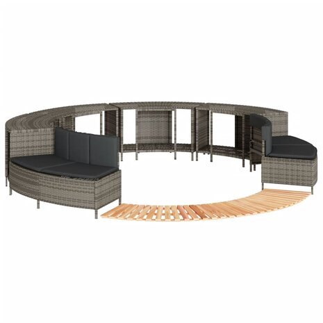 Hottub-ombouw poly rattan massief acaciahout grijs 1