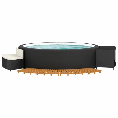 Hottub-ombouw poly rattan en massief acaciahout zwart 3