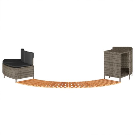 Hottub-ombouw poly rattan massief acaciahout grijs 4