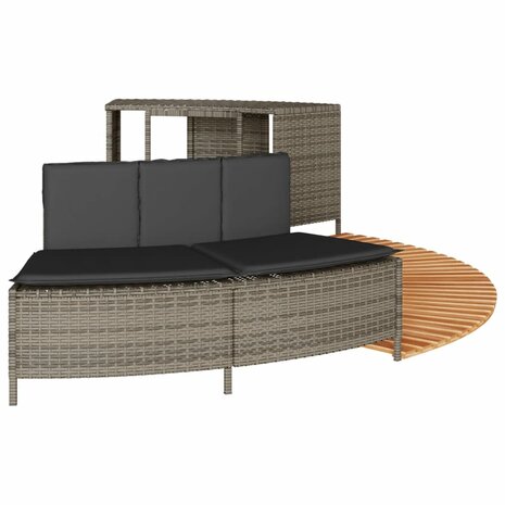 Hottub-ombouw poly rattan massief acaciahout grijs 5