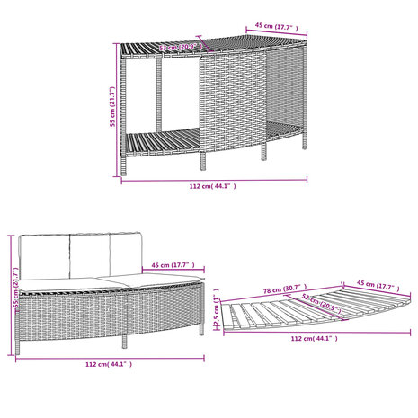 Hottub-ombouw poly rattan massief acaciahout grijs 9