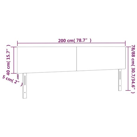 Hoofdborden 2 st 100x5x78/88 cm fluweel lichtgrijs 8