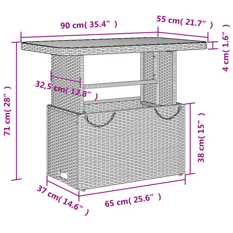 2-delige Tuinset met kussens poly rattan zwart 9