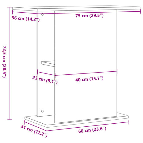 Aquariumstandaard 36x75x72,5 cm bewerkt hout oud houtkleurig 9