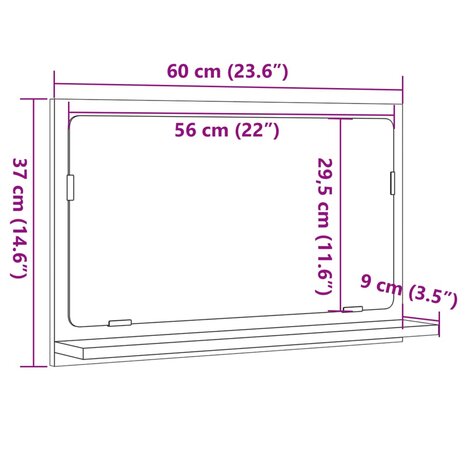 Badkamerspiegelkast 60x11x37 cm bewerkt hout sonoma eikenkleur 9