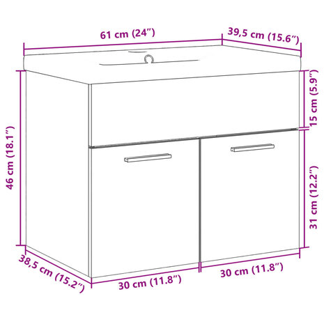 Wastafelkast met ingebouwde wasbak sonoma eikenkleurig 11