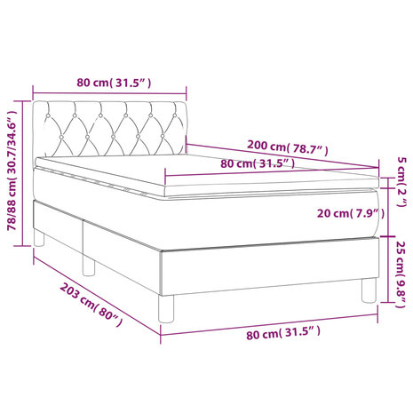 Boxspring met matras en LED fluweel roze 80x200 cm 8