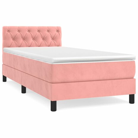 Boxspring met matras fluweel roze 80x200 cm 2