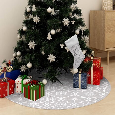 Kerstboomrok luxe met sok 150 cm stof wit 1