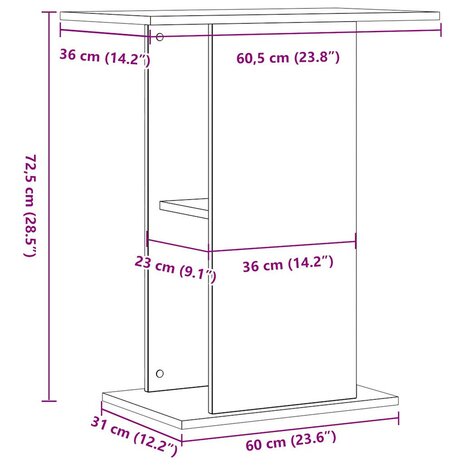 Aquariumstandaard 36x60,5x72,5 cm bewerkt hout artisanaal eiken 9