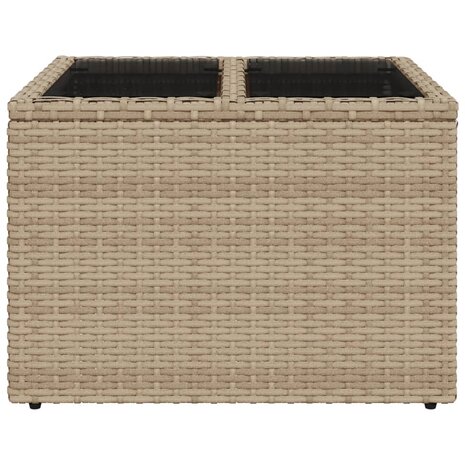 Tuintafel met glazen blad 55x55x37 cm poly rattan beige 4