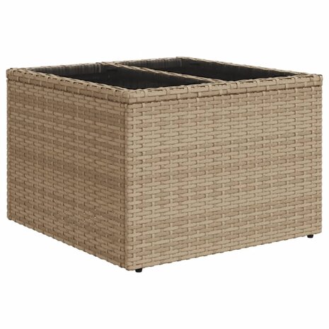 Tuintafel met glazen blad 55x55x37 cm poly rattan beige 6