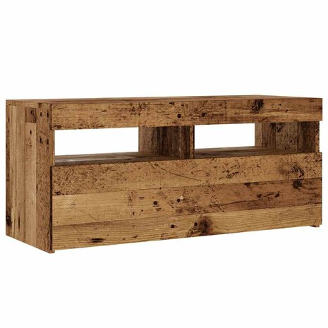 Tv-meubel met LED 90x35x40 cm bewerkt hout oud hout 6