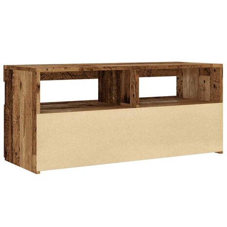 Tv-meubel met LED 90x35x40 cm bewerkt hout oud hout 9