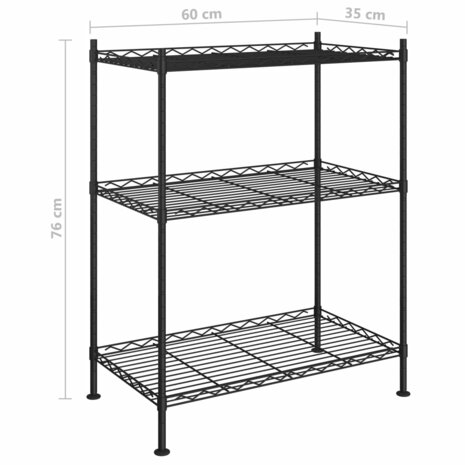 Opbergrek 3-laags 150 kg 60x35x76 cm zwart 7